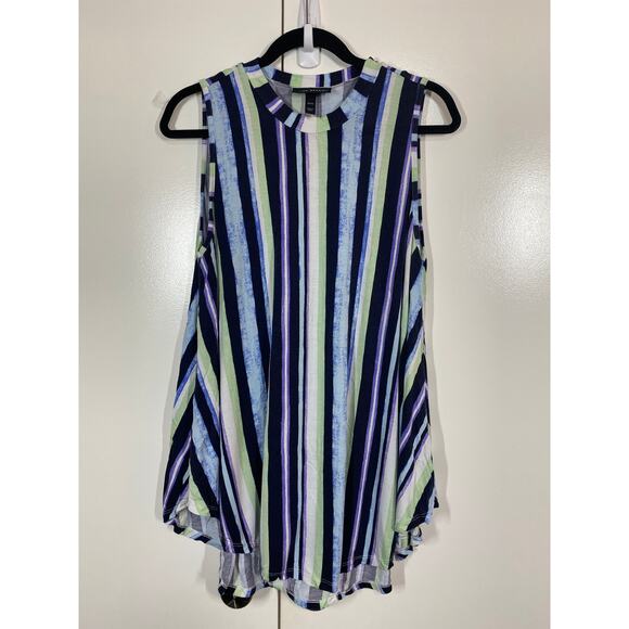 Lane Bryant Sleeveless High Neck Tunic A Line Stripes Top Size 10 / 12 - Picture 7 of 8